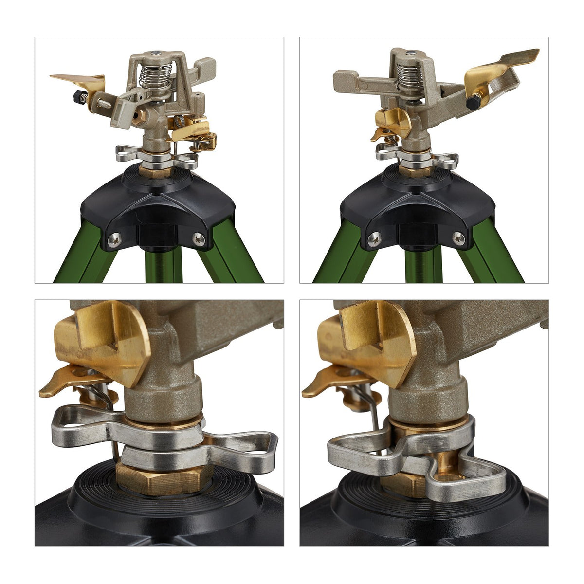 Green sprinkler with metal stand