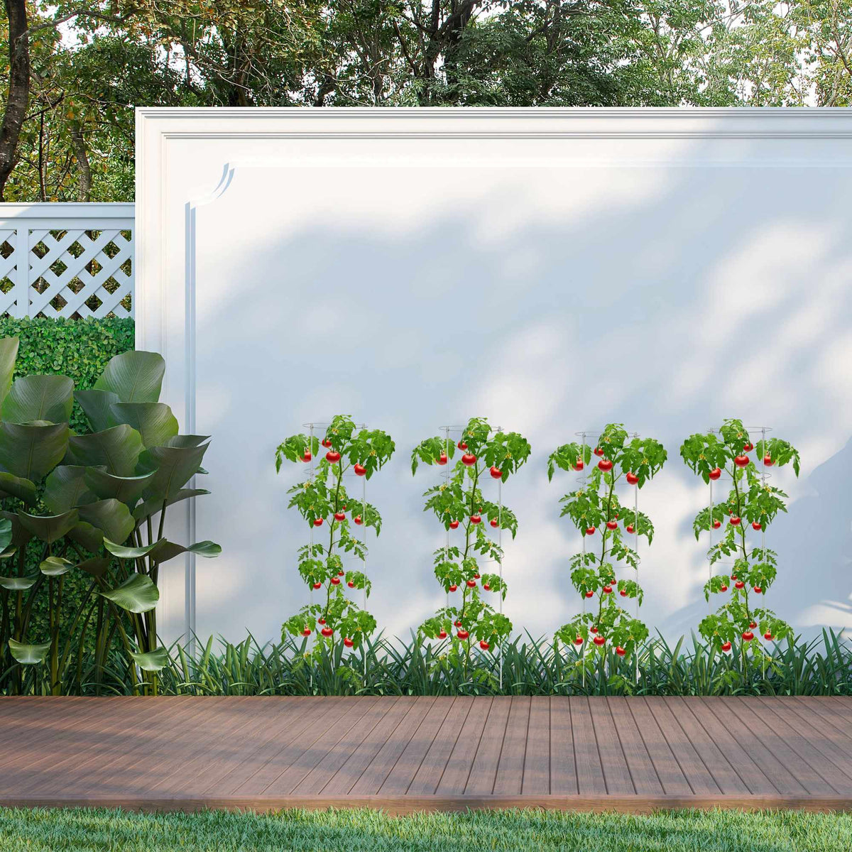 Grey Plant Supports with Rings, 120 cm