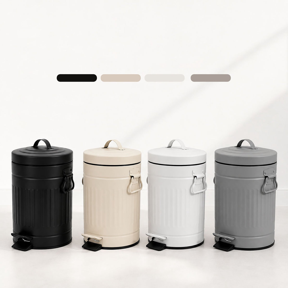Grey Retro Bathroom Pedal Bin, 5L Capacity
