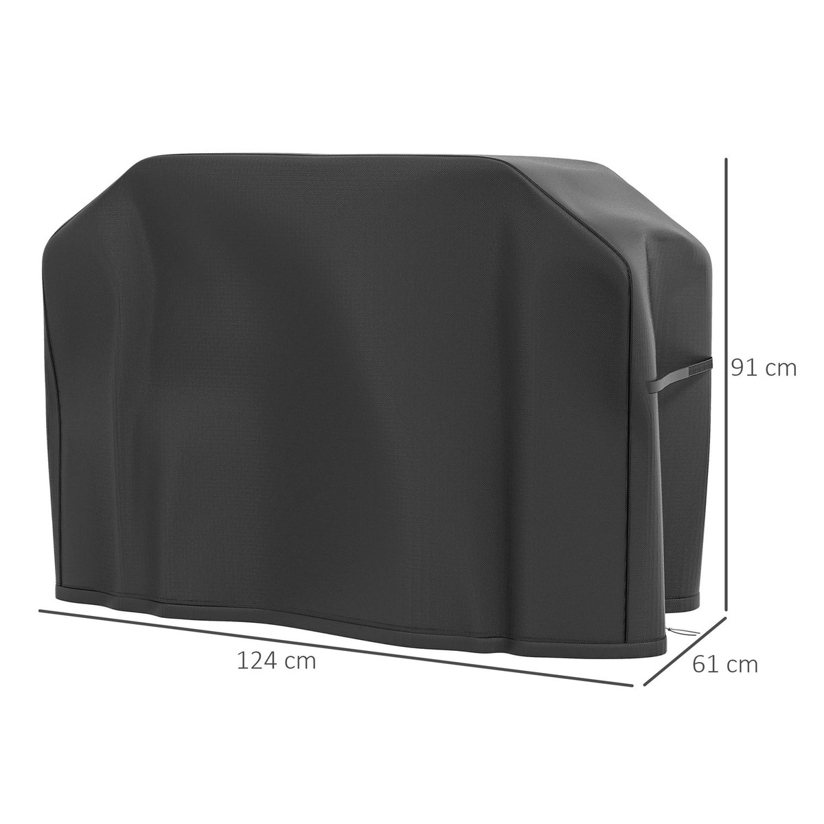 Grill Cover Bbq Cover Weatherproof With Velcro Fasteners, For Gas Grill, Oxford, Black, 124X61X91Cm