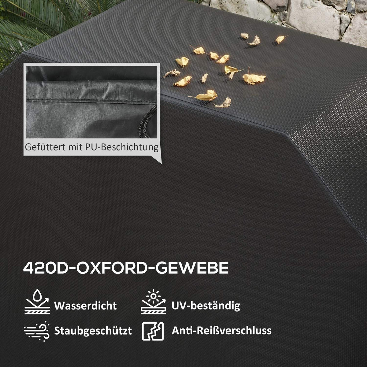 Grill Cover Bbq Cover Weatherproof With Velcro Fasteners, For Gas Grill, Oxford, Black, 124X61X91Cm