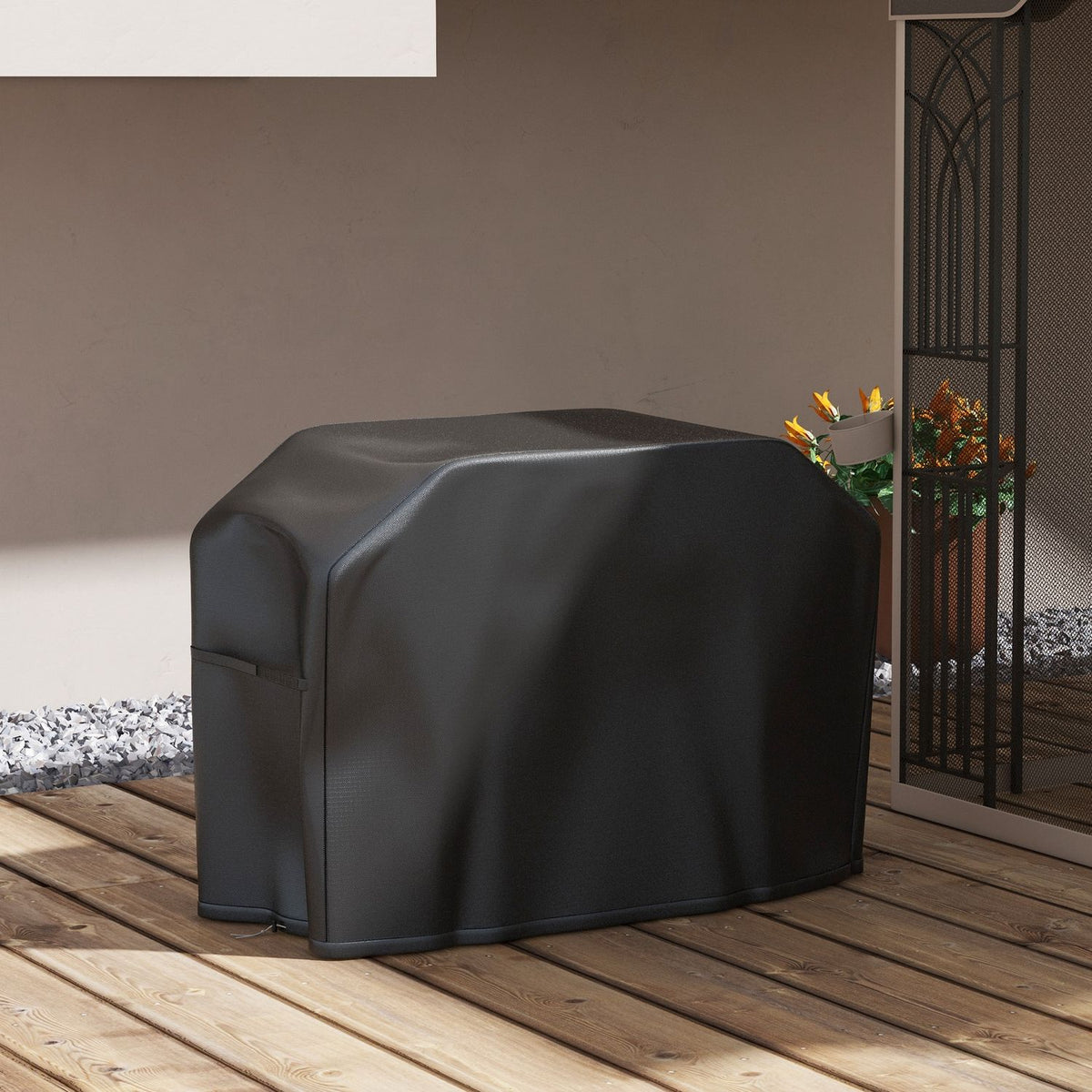 Grill Cover Bbq Cover Weatherproof With Velcro Fasteners, For Gas Grill, Oxford, Black, 124X61X91Cm