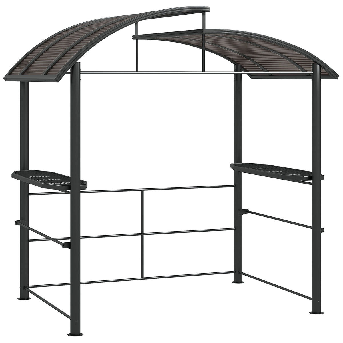 Grill Pavilion Flame Protection Roof Bbq Pavilion 2 Shelves Uv Protection Pergola Garden Balcony Steel Pc Dark Gray 240X150X230Cm