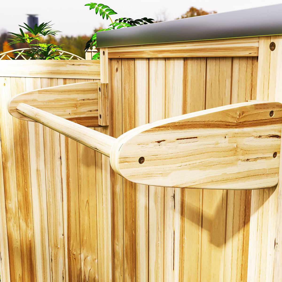 Grill trolley 6-tier serving trolley with work surface towel rack, BBQ grill table made of wood, grill side table, outdoor trolley, charcoal grill for garden, terrace 134.5x50x91.5cm natural wood