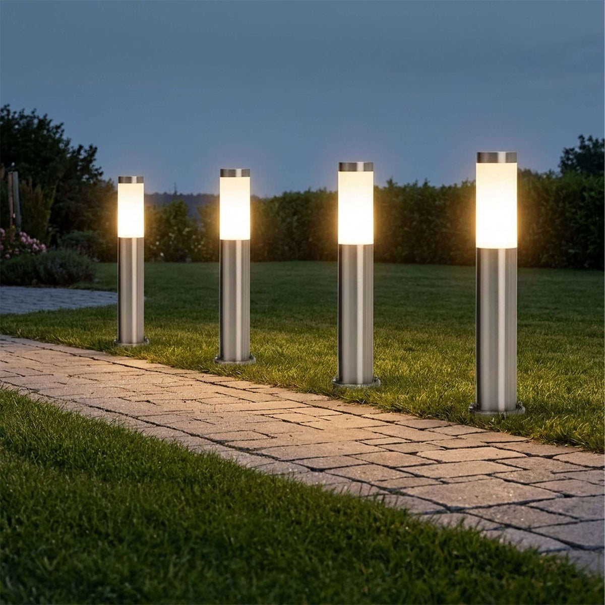 Ground Anchors for Garden Lights, Set of 4, Silver
