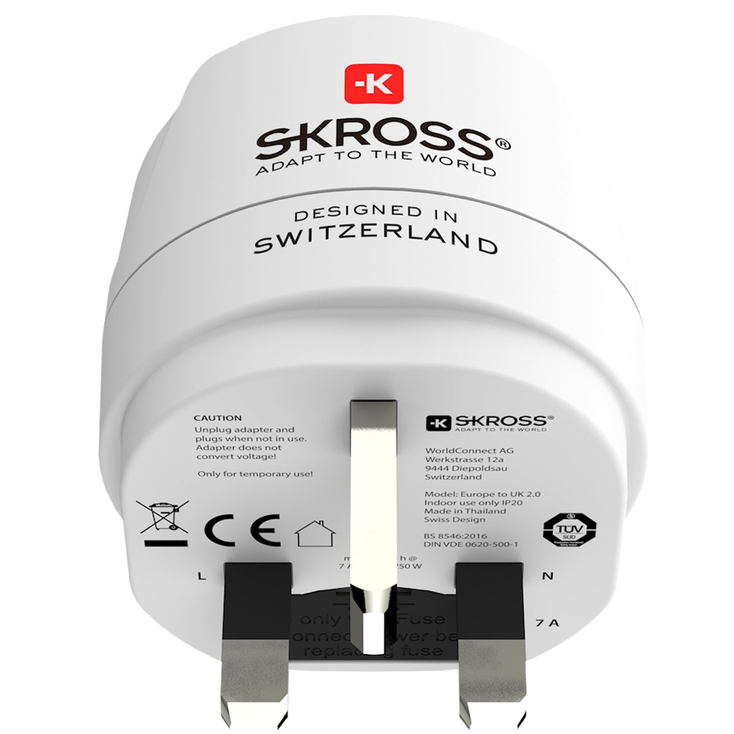 Grounded EU to UK Plug Adapter