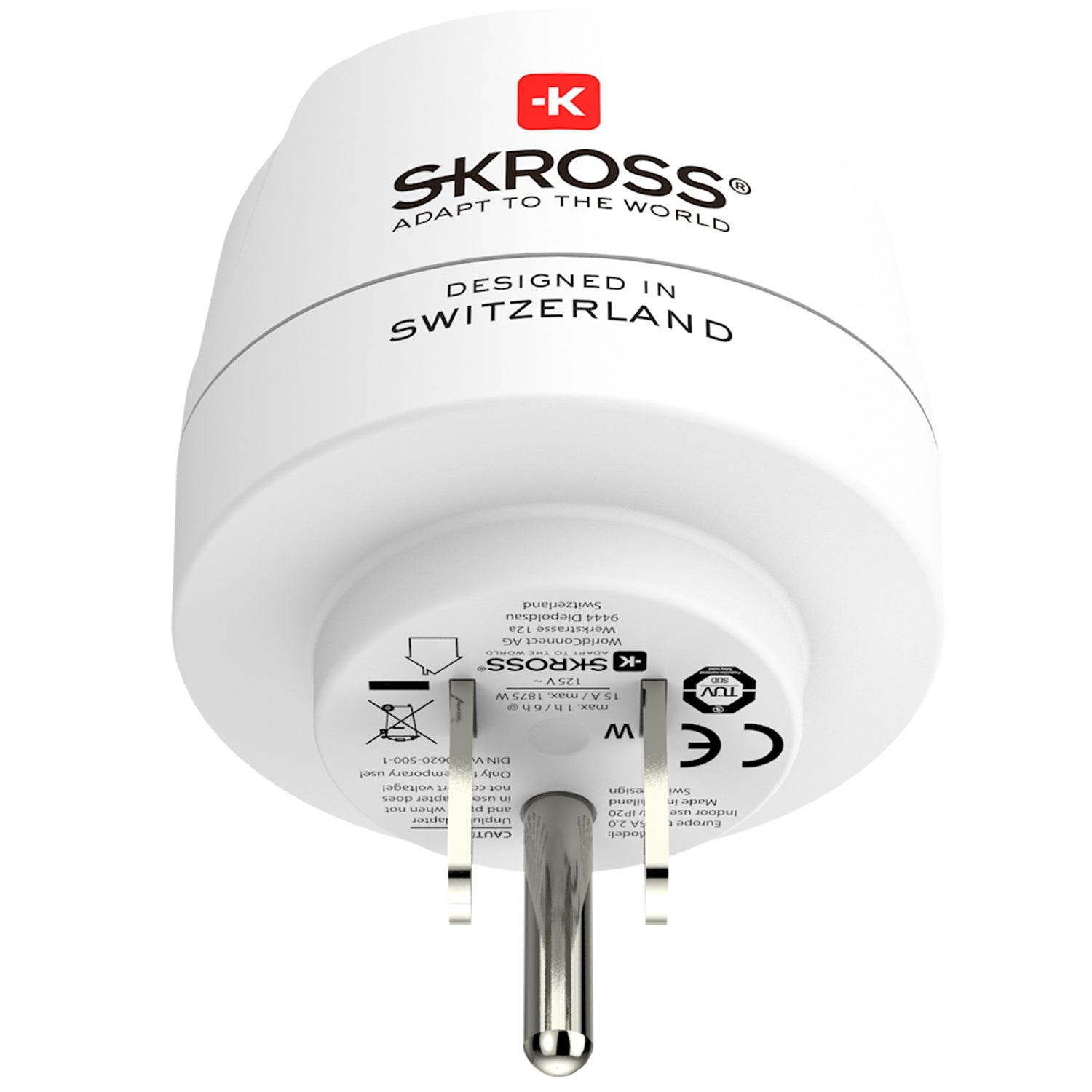 Grounded EU to US Plug Adapter, Multi-Country Use