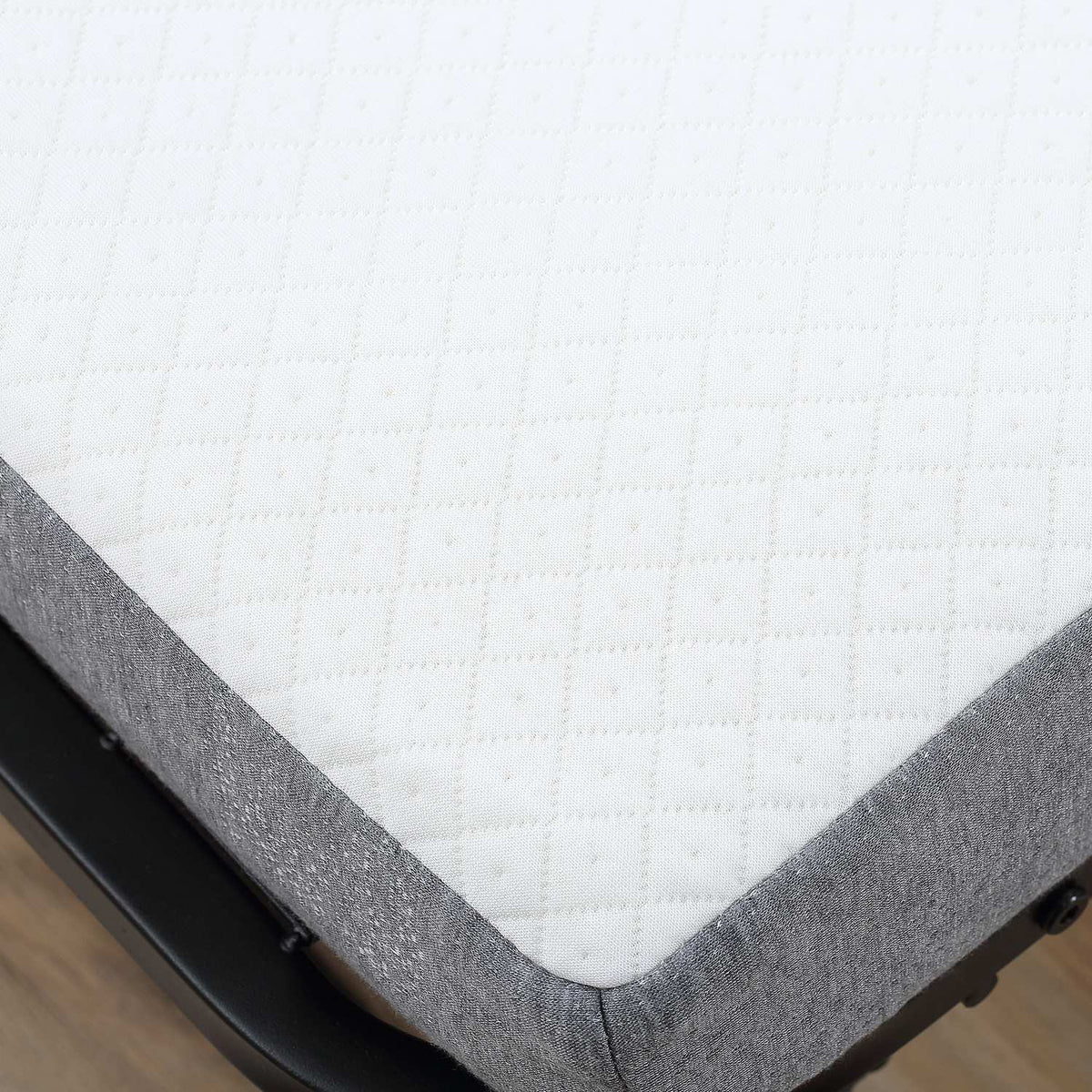 Guest Bed Folding Bed With Wheels, Steel + Foam, White + Black, 200X75X42.5Cm