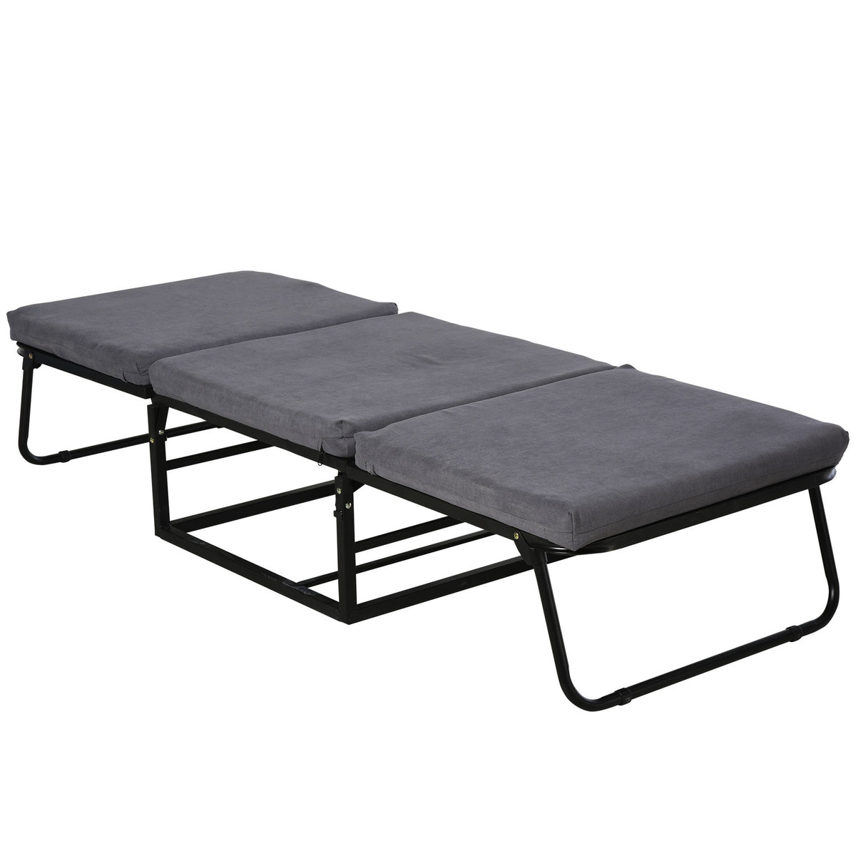 Guest bed folding 2-in-1 stool adjustable polyester steel foam gray 192x68x37cm