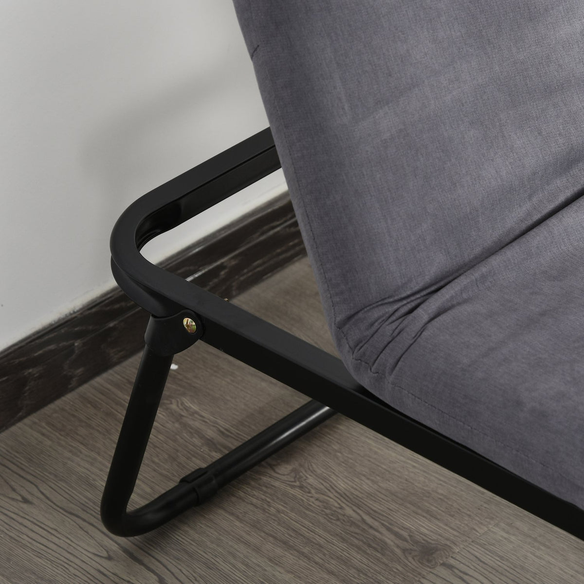 Guest bed folding 2-in-1 stool adjustable polyester steel foam gray 192x68x37cm