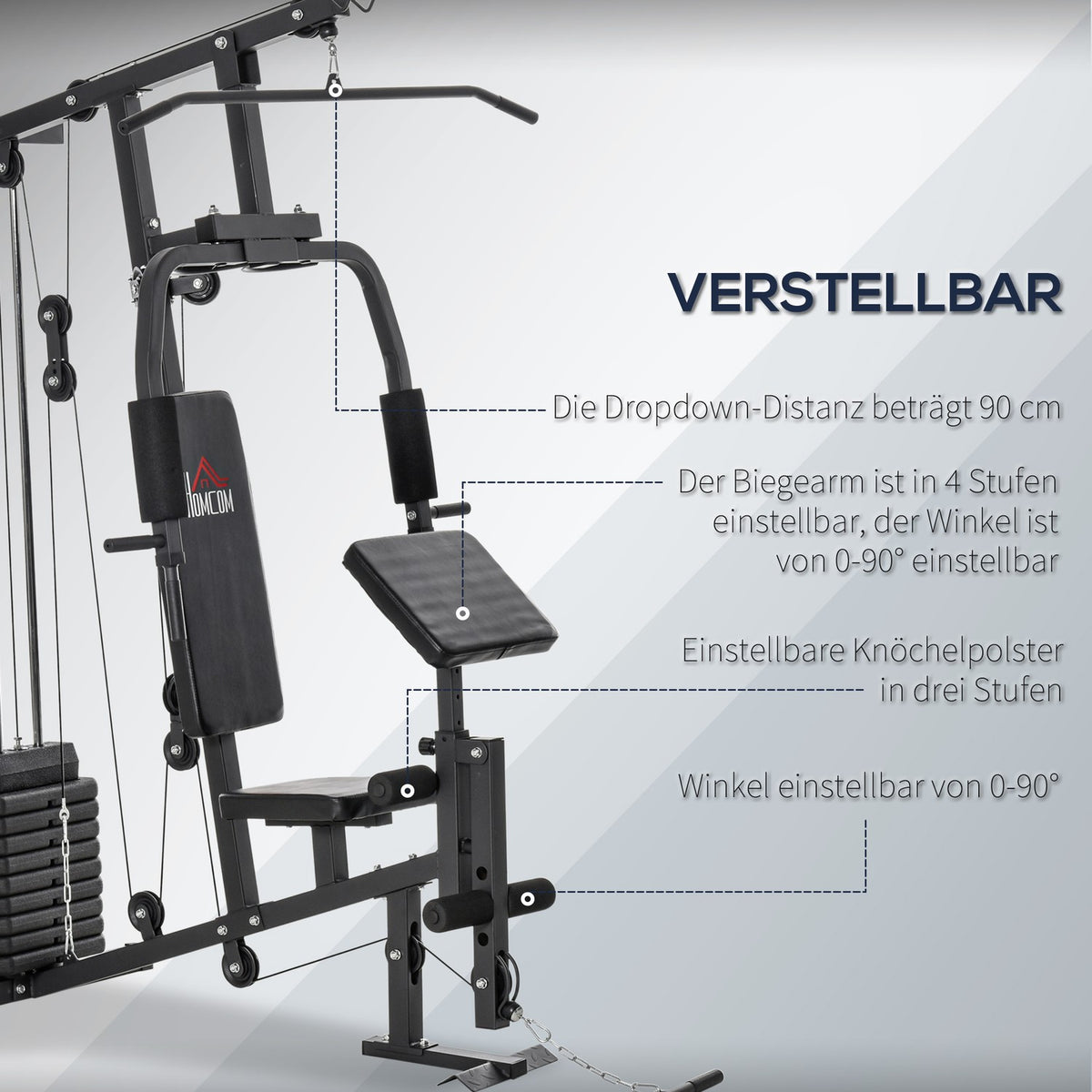 Gym Multi-Gym Fitness Equipment Fitness Station Fitness Center Including Weights With Roller Padding Steel Artificial Leather Black 148 X 108 X 207 Cm