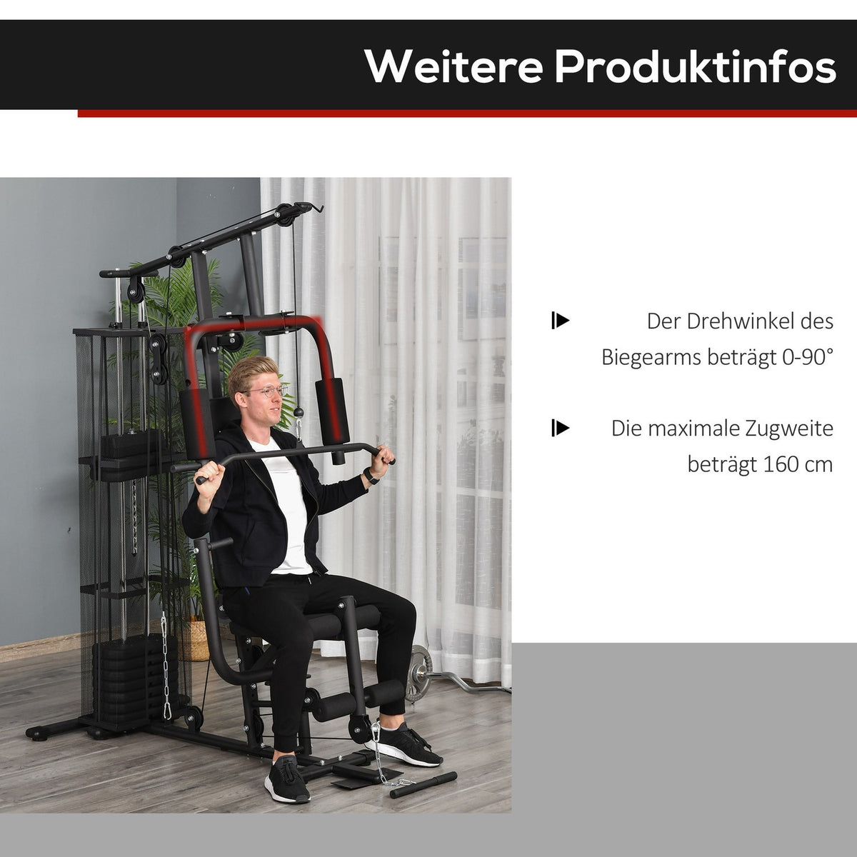 Gym Multi-Gym Fitness Station Multigym With Weights, Lat Pull-Down & Leg Curl, Metal & Pu Synthetic Leather, Black
