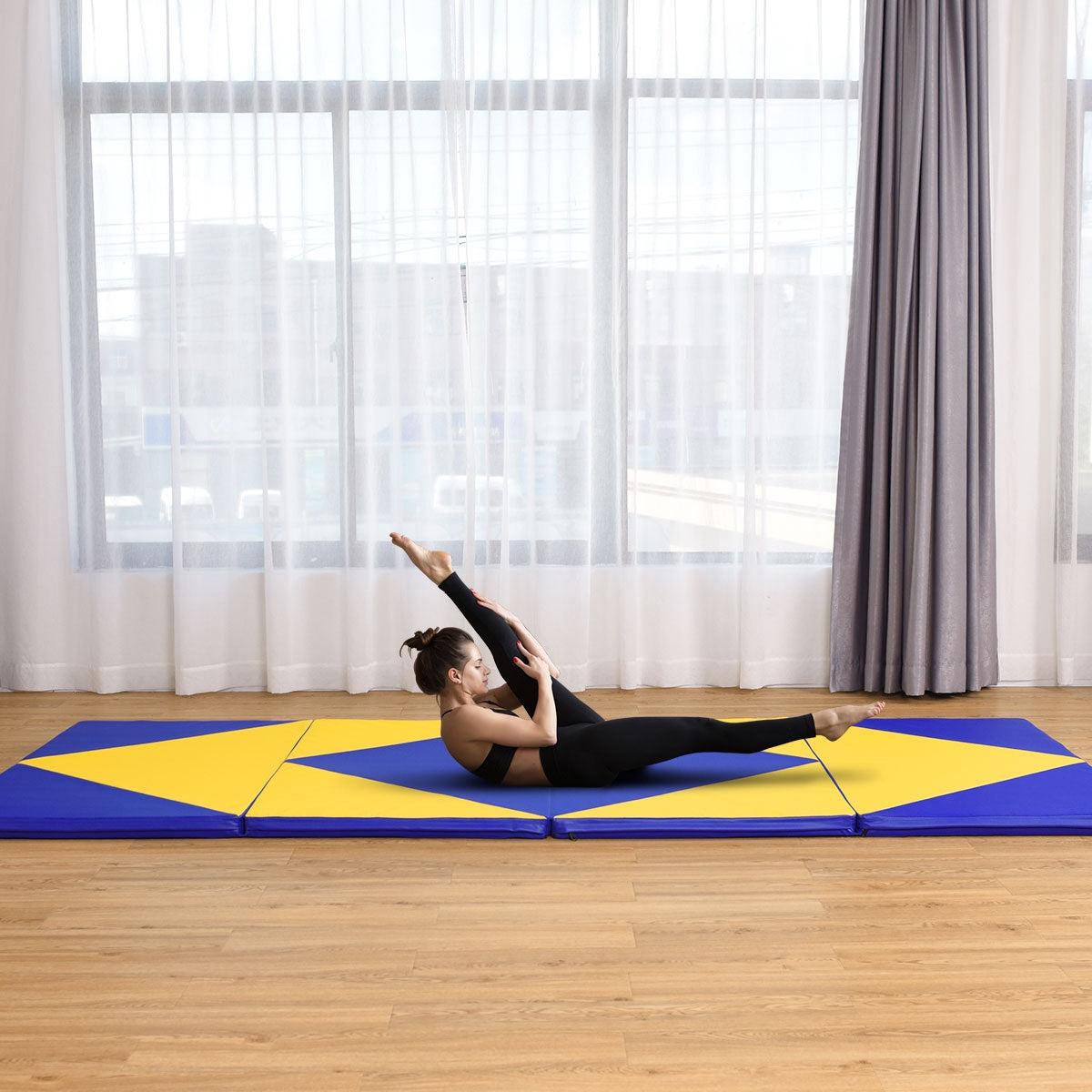 Gymnastics Mat, Foldable PU Leather, 300x120x5 cm