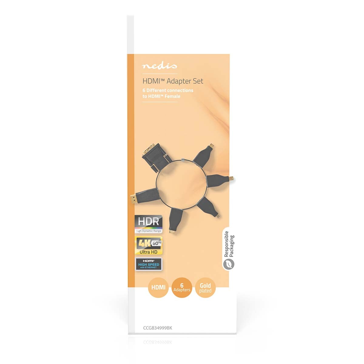 HDMI™ Adapter | DisplayPort Male / DVI-D 24+1-Pin Male / HDMI™ Micro connector / HDMI™ Mini connector / Mini DisplayPort Male / USB-C™ Male | HDMI™ Female | Gold Plated | Straight | PVC | Black | 1 pc. | Box