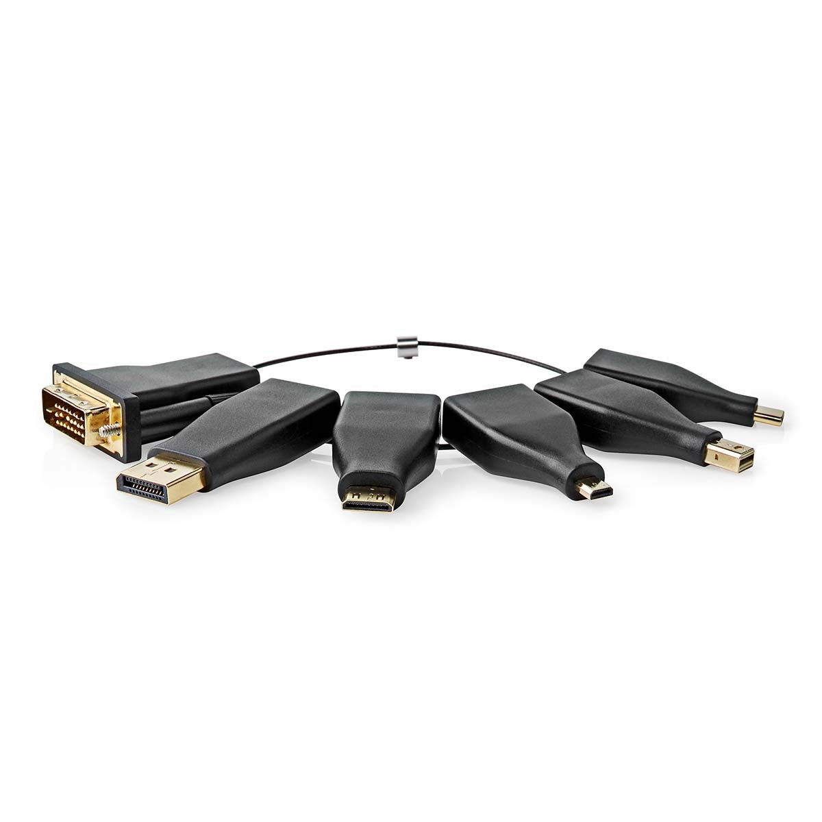 HDMI™ Adapter | DisplayPort Male / DVI-D 24+1-Pin Male / HDMI™ Micro connector / HDMI™ Mini connector / Mini DisplayPort Male / USB-C™ Male | HDMI™ Female | Gold Plated | Straight | PVC | Black | 1 pc. | Box