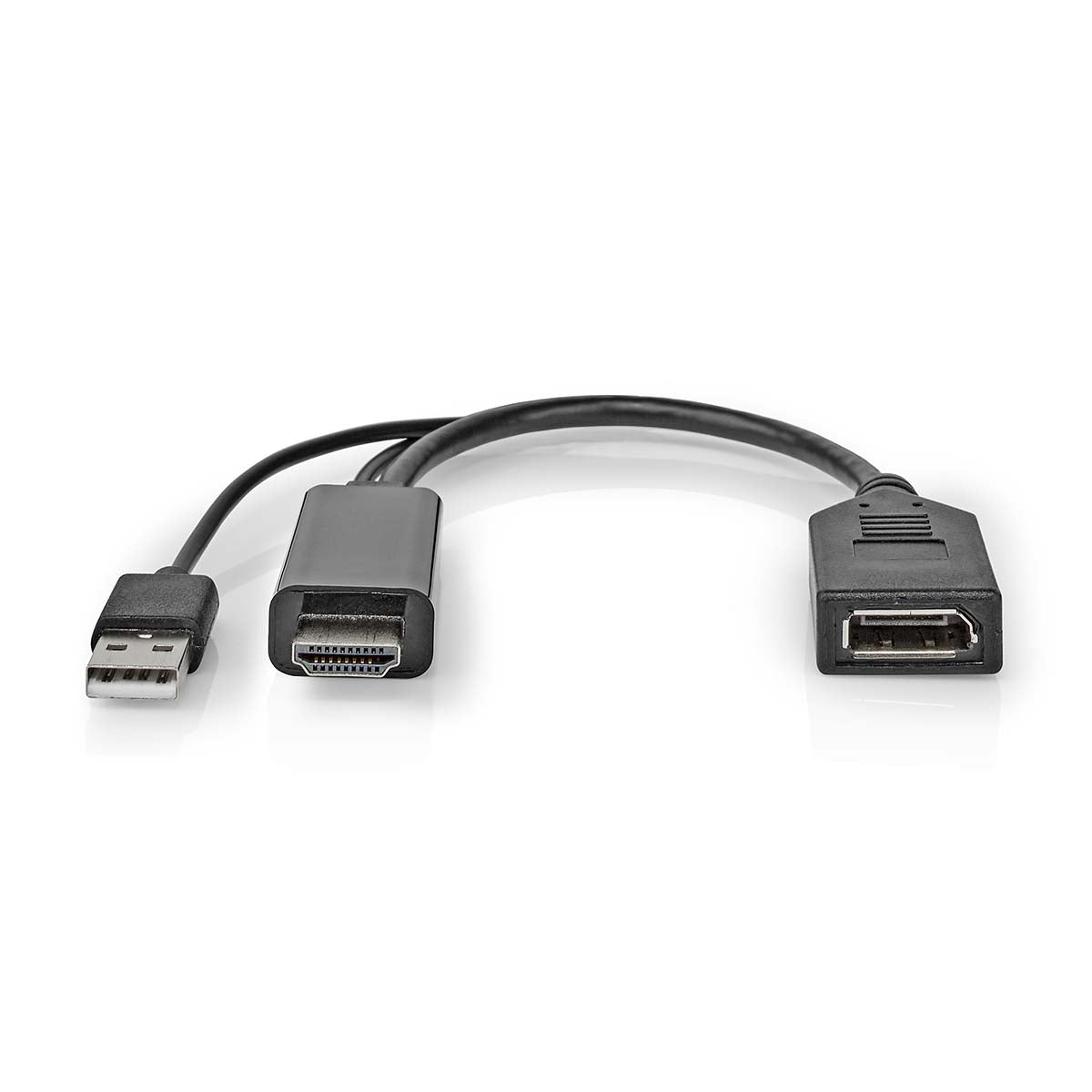 HDMI™ Adapter | HDMI™ Connector | DisplayPort Male | Nickel Plated | Straight | PVC | Black | 1 pc. | Envelope