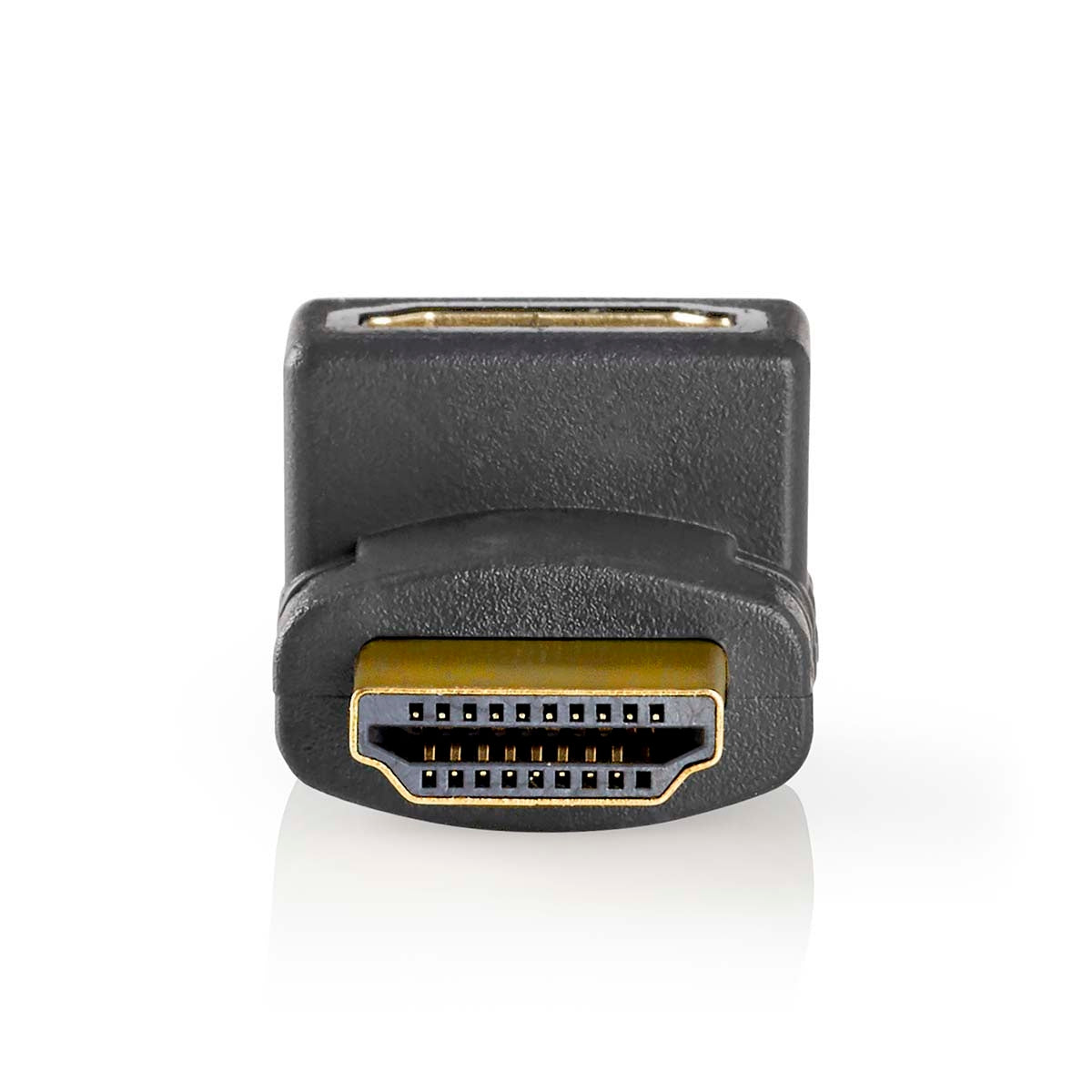 HDMI™ Adapter | HDMI™ Connector | HDMI™ Female | Gold Plated | Angled 270° | ABS | Anthracite | 1 pc. | Cardboard box with window