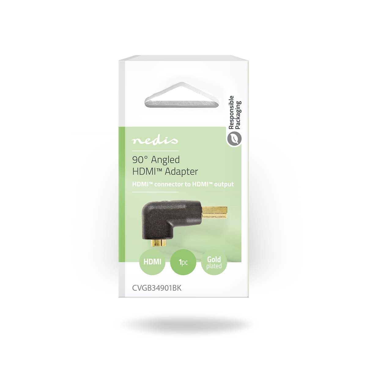 HDMI™ Adapter | HDMI™ Connector | HDMI™ Output | Gold Plated | Angled 90° | ABS | Black | 1 pc. | Box