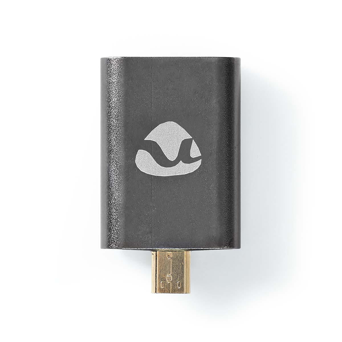 HDMI™ Adapter | HDMI™ Male / HDMI™ Micro connector | HDMI™ Female / HDMI™ Output | Gold Plated | Straight | Aluminum | Gray With Metal | 1 pc. | Carton with covered window