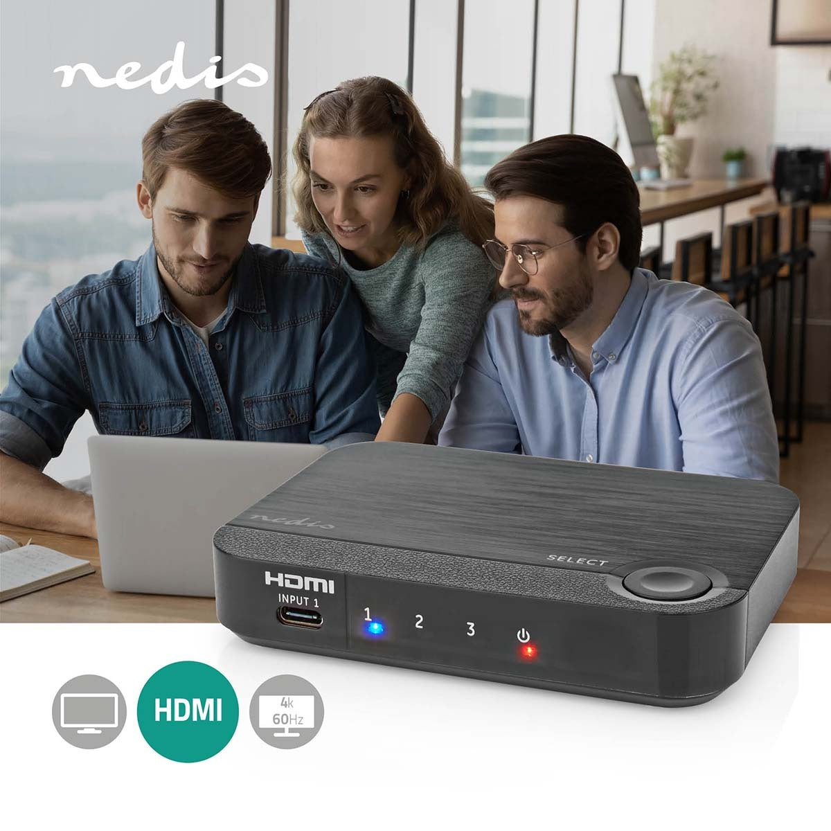 HDMI™ Converter | 1x USB-C™ / 2x HDMI™ Input | 1x HDMI™ output | One way | 4K@60Hz | 18 Gbps | ABS | Anthracite