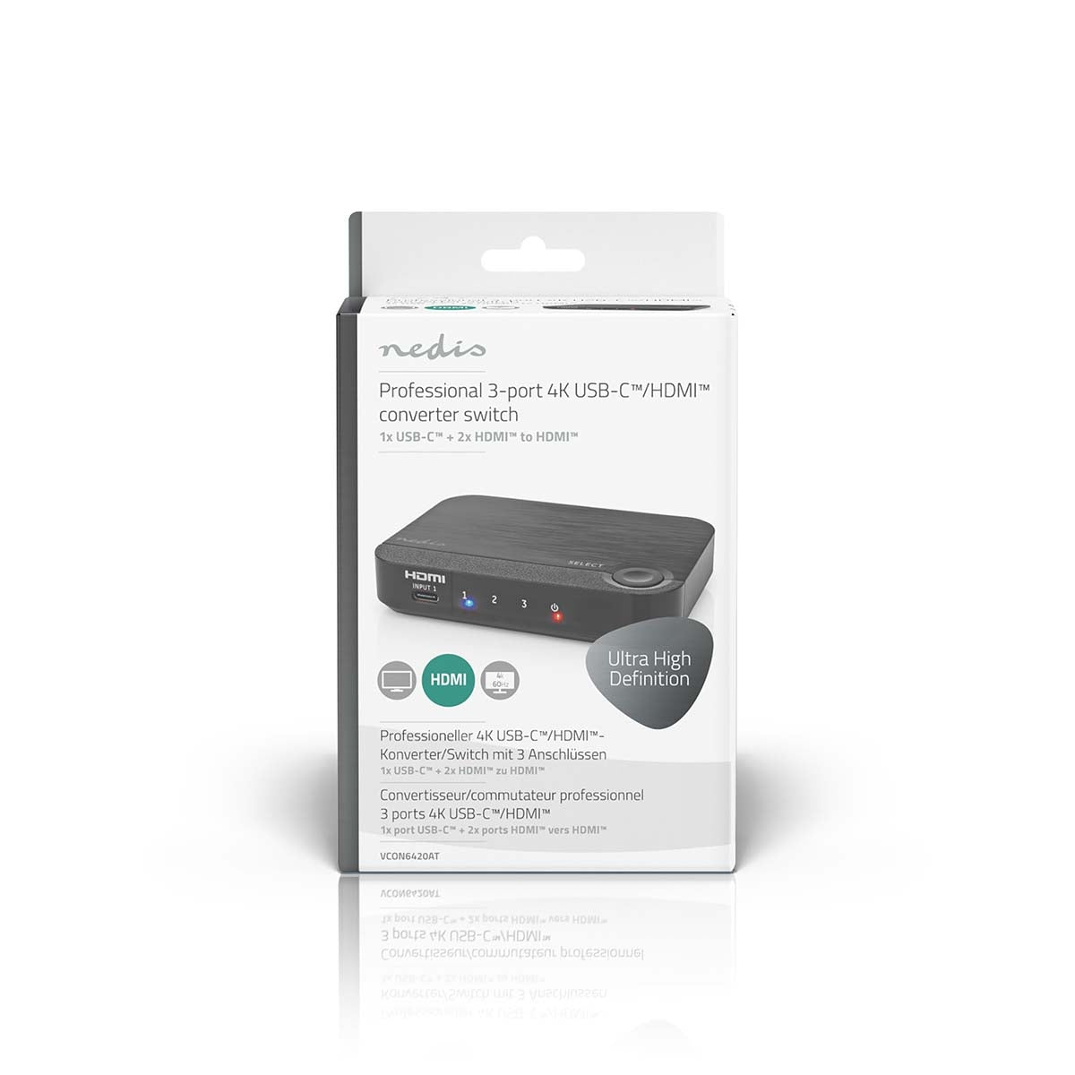 HDMI™ Converter | 1x USB-C™ / 2x HDMI™ Input | 1x HDMI™ output | One way | 4K@60Hz | 18 Gbps | ABS | Anthracite