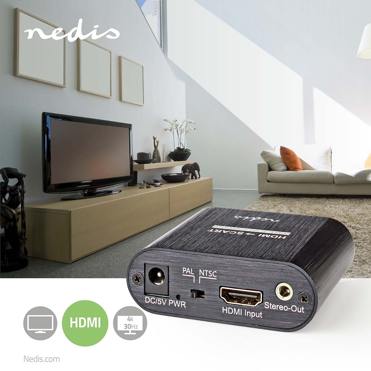 HDMI™ Converter | HDMI™ input | SCART Female | One way | 480i | 18 Gbps | Metal | Anthracite