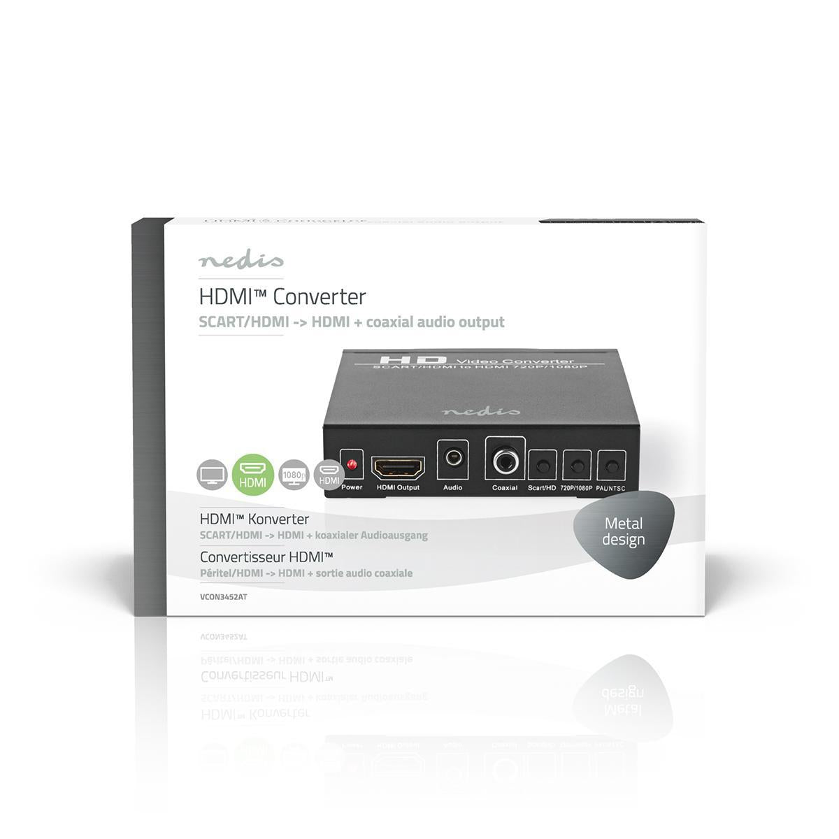 HDMI™ Converter | SCART Female | HDMI™ output / 1x 3.5 mm audio out / 1x Digital Audio | One way | 1080p | 1.65 Gbps | Aluminum | Anthracite