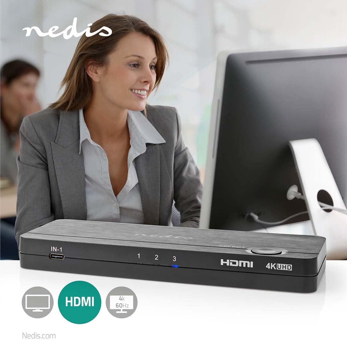 HDMI™ Converter | USB-C™ Female / 2x HDMI™ Input / 4x USB A Female | 1x HDMI™ Output | 1-way | 4K@60Hz | 18 Gbps | ABS | Anthracite