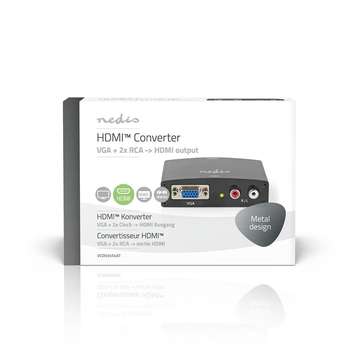 HDMI™ Converter | VGA Female / 2x RCA Female | HDMI™ output | One way | 1080p | 1.65 Gbps | Aluminum | Anthracite