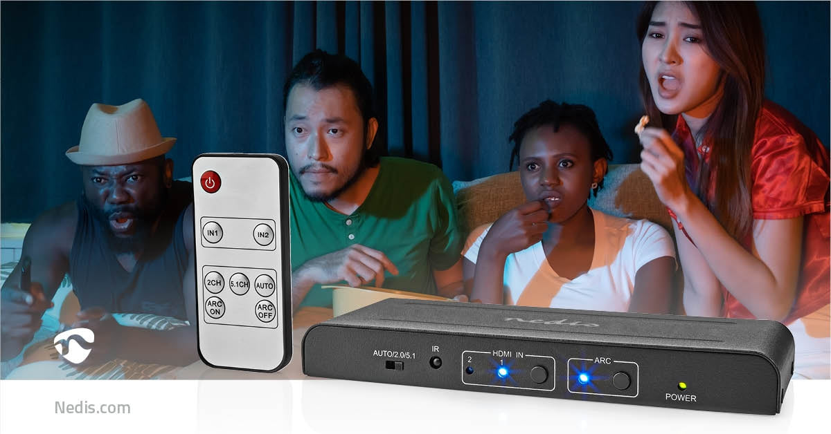 HDMI™ Extractor | 2x HDMI™ Input | TosLink Female / 1x HDMI™ output / 2x RCA / 3.5 mm | Maximum resolution: 4K@60Hz | 18 Gbps | Metal | Anthracite | Box