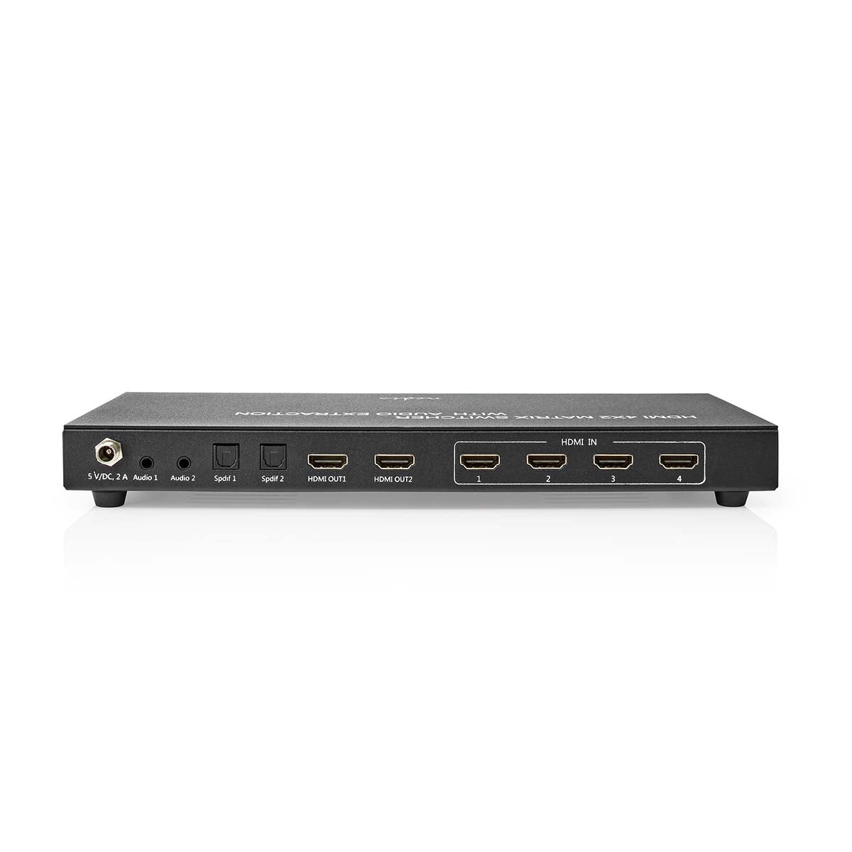 HDMI™ Matrix Switch | 4 x 2 port(s) | 4x HDMI™ Input | 2x 3.5 mm / 2x HDMI™ Output / 2x TosLink | 4K@60Hz | 18 Gbps | Remote controlled | Metal | Anthracite