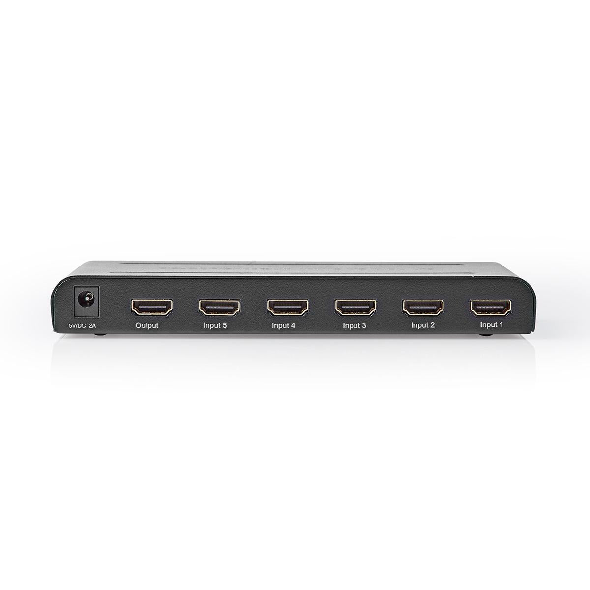 HDMI™ Switch | 5-Port port(s) | 5x HDMI™ Input | 1x HDMI™ output | 4K@60Hz | 18 Gbps | Remote controlled | Metal | Anthracite