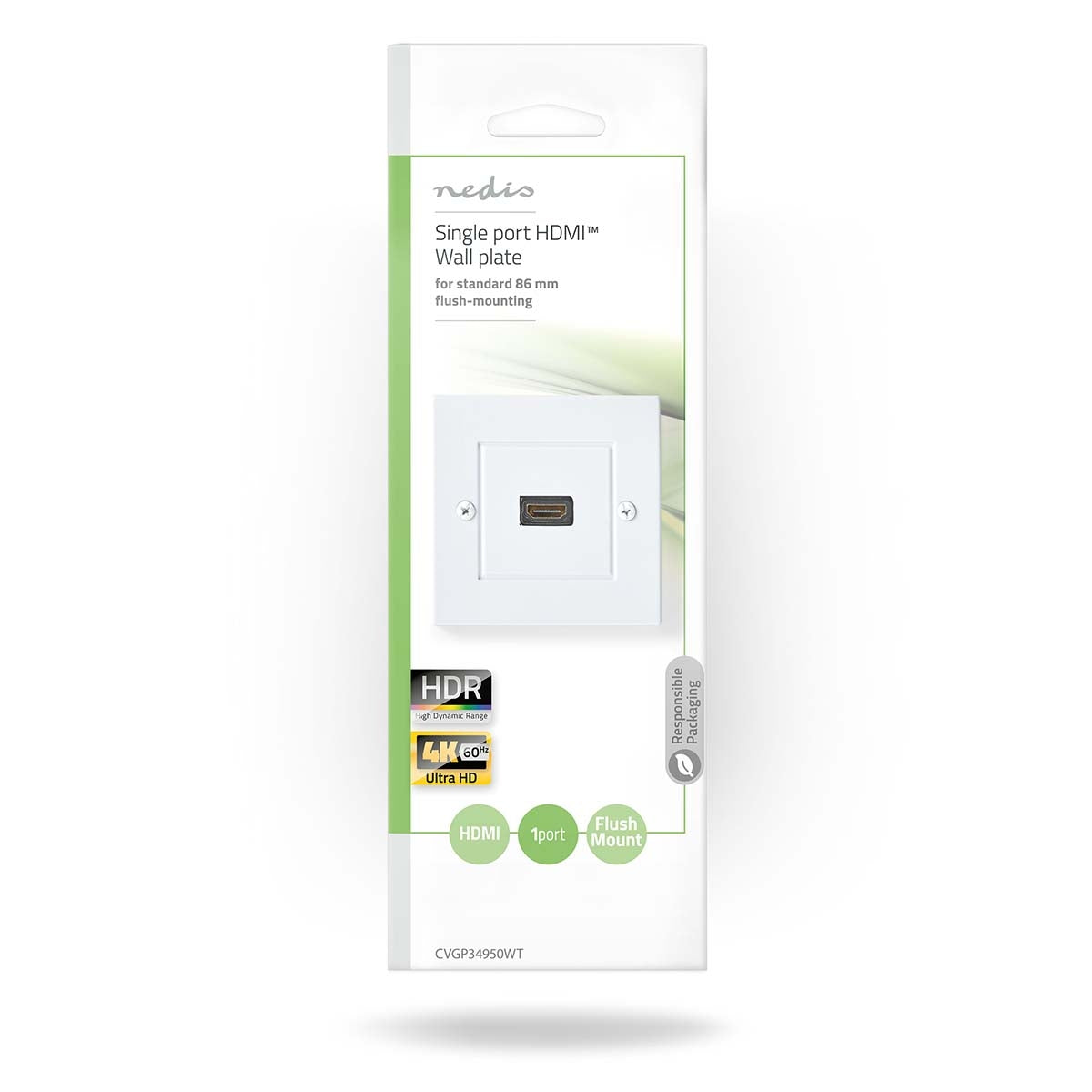 HDMI™ Wall Box | 1x HDMI™ Female | 4K@60Hz | HDMI™ Female | Black | 18 Gbps | Gold Plated | Envelope