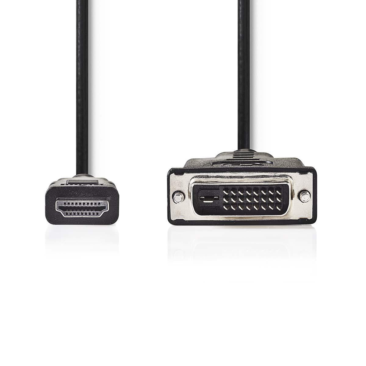 HDMI™ cable | HDMI™ Connector | DVI-D 24+1-Pin Male | 1080p | Nickel Plated | 5.00 m | Straight | PVC | Black | Plastic bag