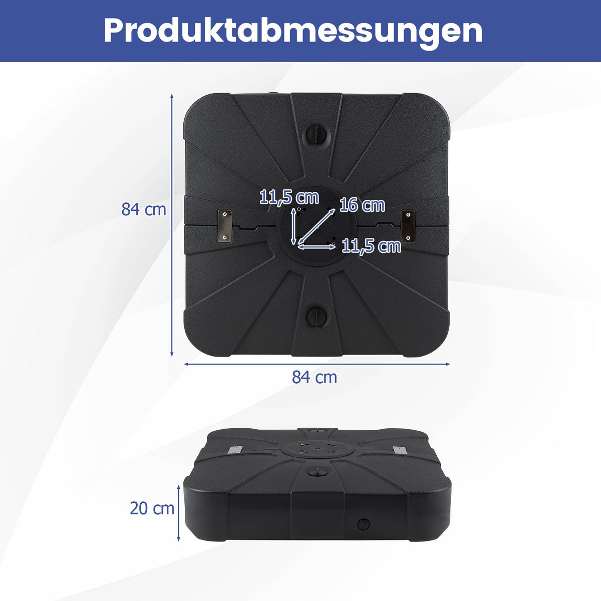 HDPE Umbrella Base with Wheels, 130kg, Fillable, Black