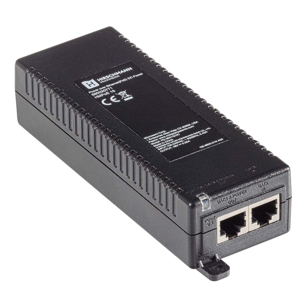 HMPoE 15 Single port Gigabit PoE injector including patch cable