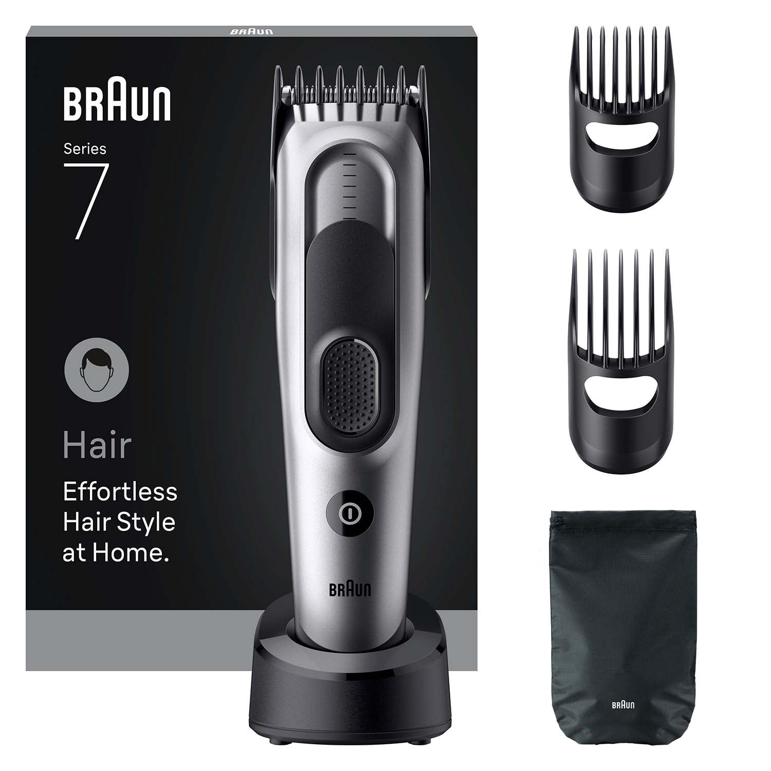 Hair Clipper Series 7 with 5 Styling Tools, Black/Grey