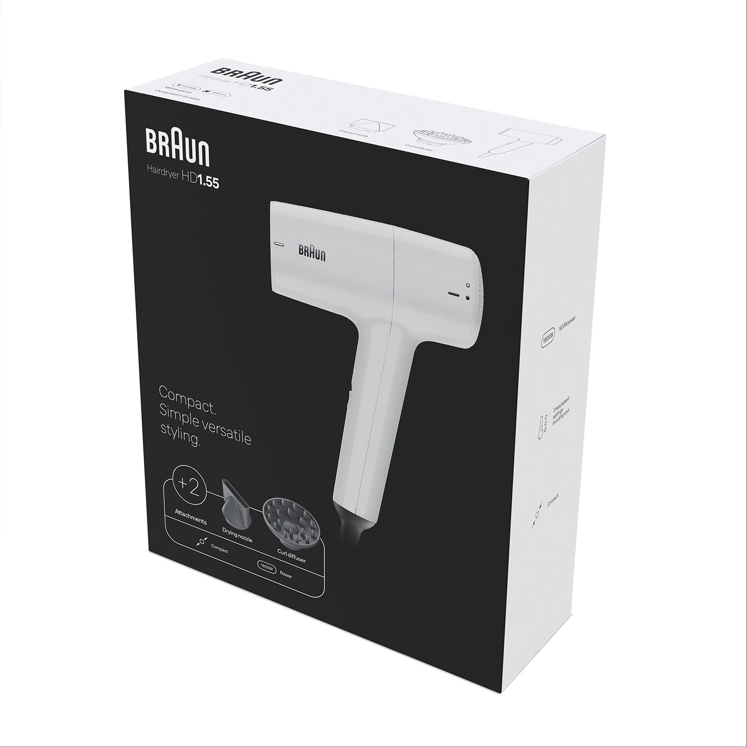 Hair Dryer 1800W, 3 Heat And Speed Settings, Diffuser