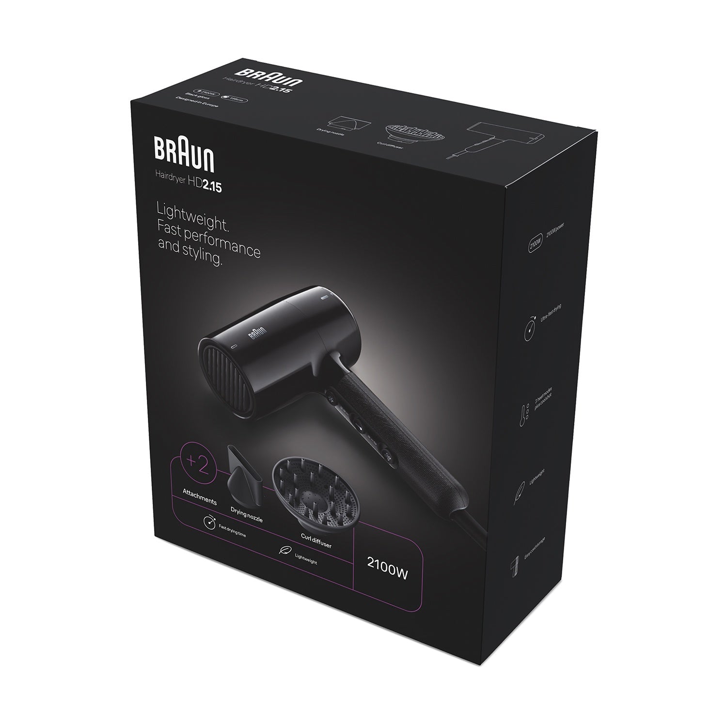 Hair Dryer 2100W, 3 Heat 2 Speed, Diffuser Nozzle