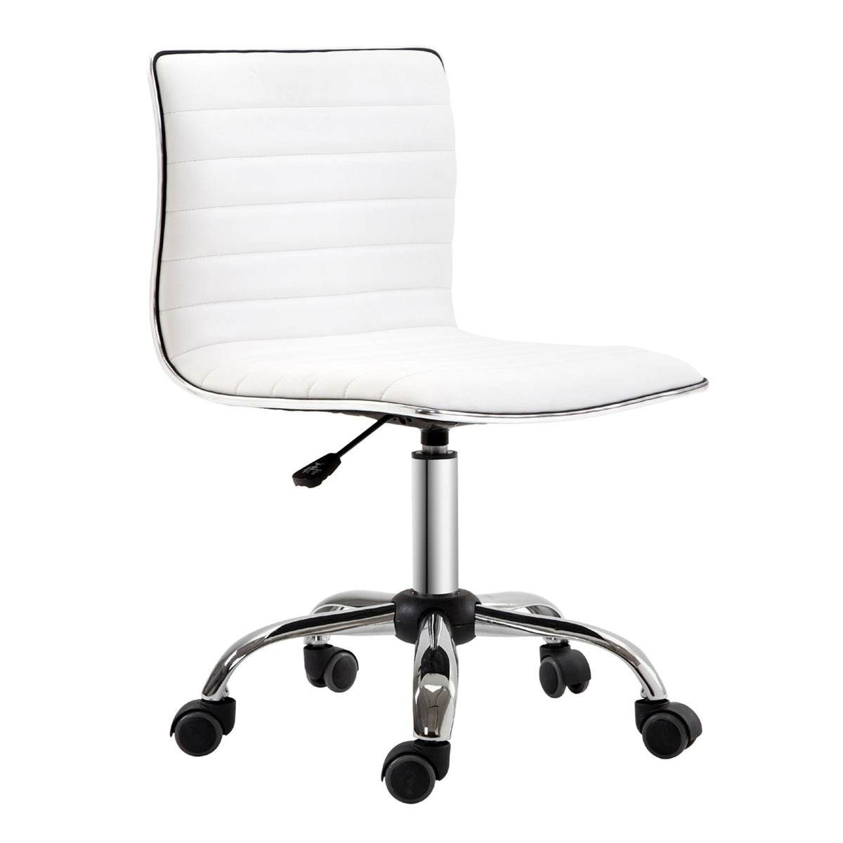 Hairdressing Chair, Salon Chair, Swivel Chair, Height-Adjustable, With Backrest, Steel, Pu, White, 48X52X78-90 Cm