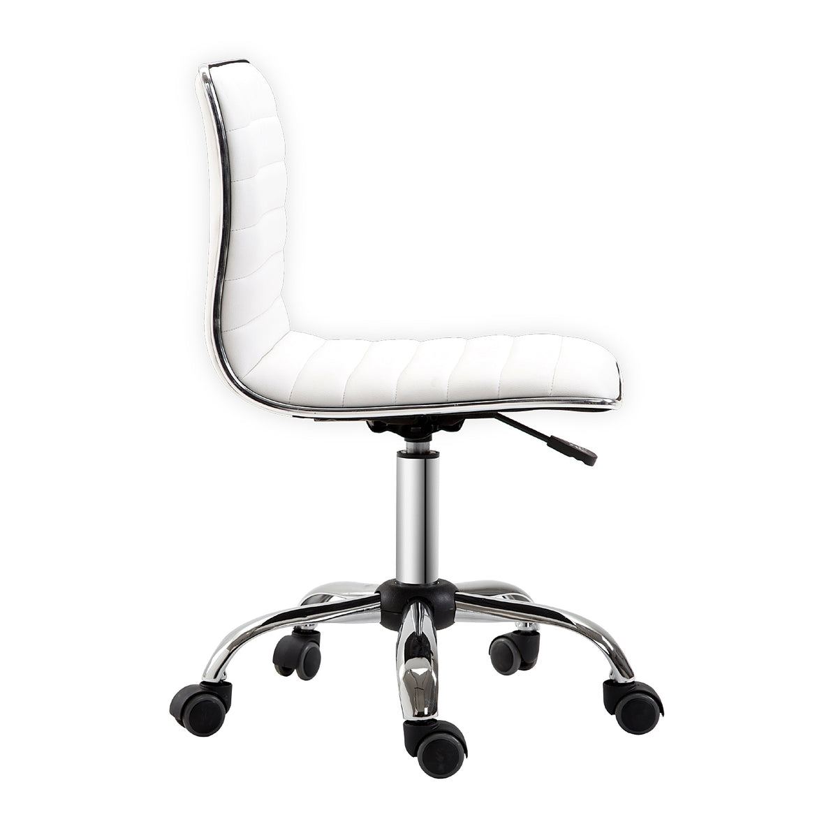 Hairdressing Chair, Salon Chair, Swivel Chair, Height-Adjustable, With Backrest, Steel, Pu, White, 48X52X78-90 Cm