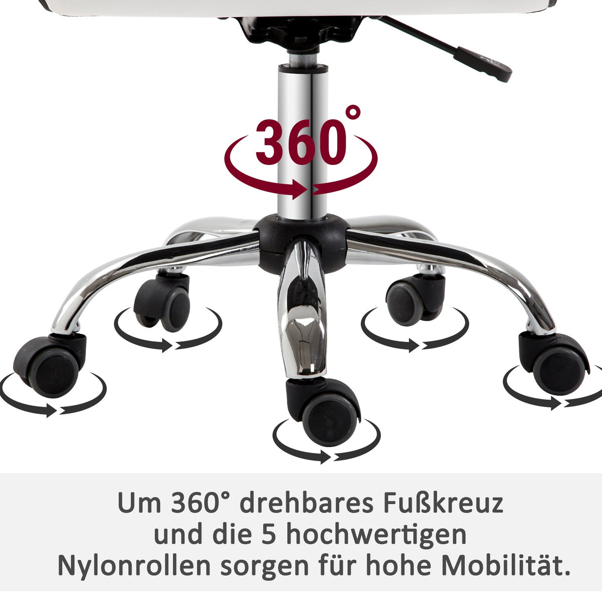 Hairdressing Chair, Salon Chair, Swivel Chair, Height-Adjustable, With Backrest, Steel, Pu, White, 48X52X78-90 Cm