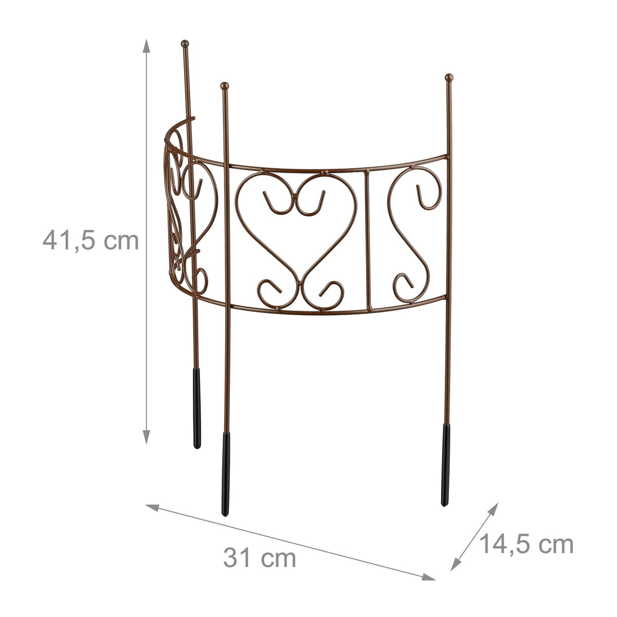 Half-Round Brown Steel Plant Support for Perennials