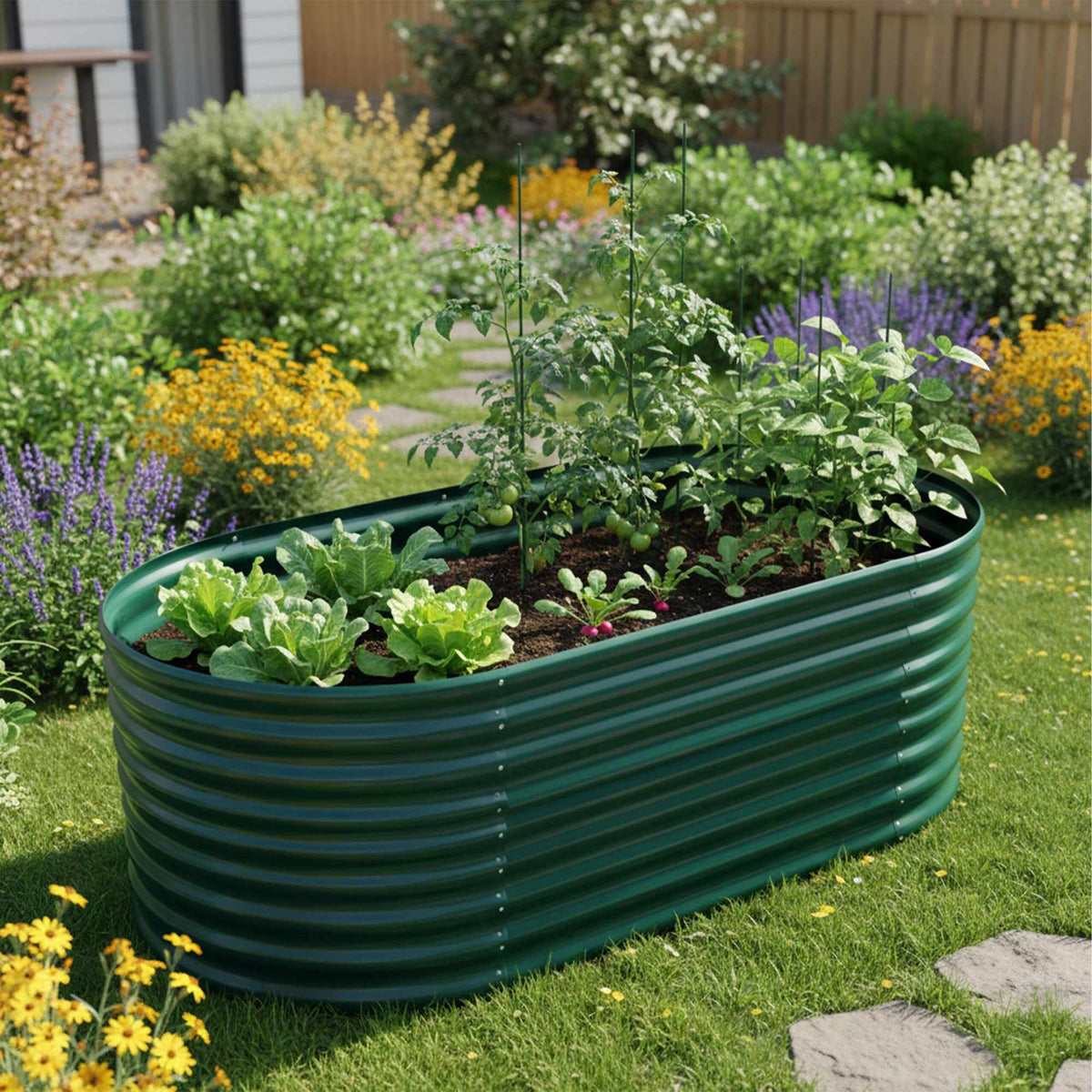 Half-Round Galvanized Steel Raised Garden Bed
