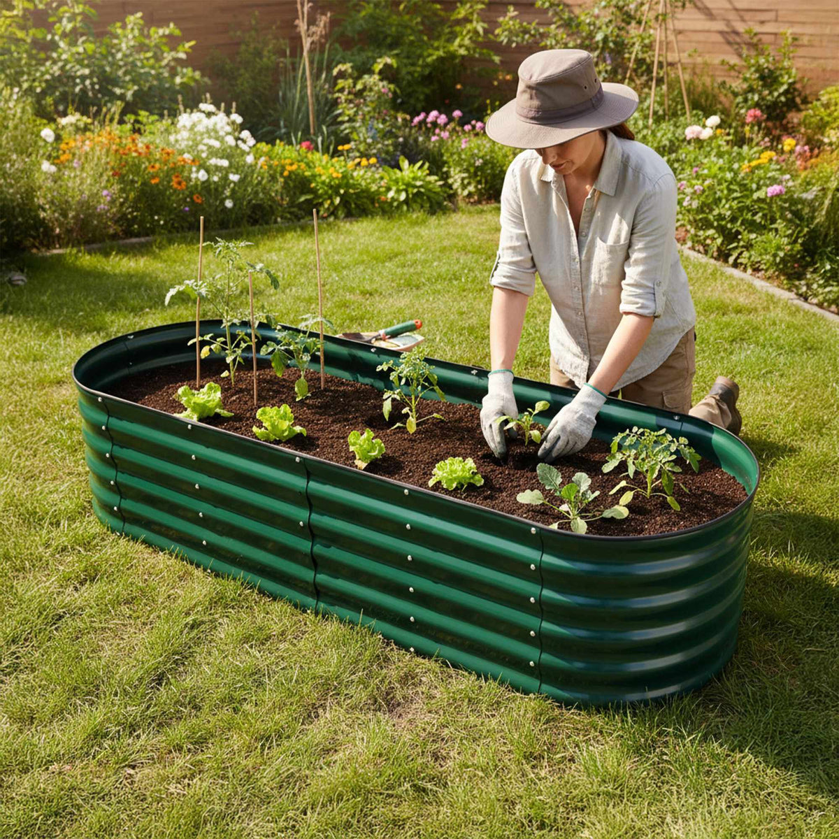 Half-Round Metal Raised Garden Bed for Vegetables