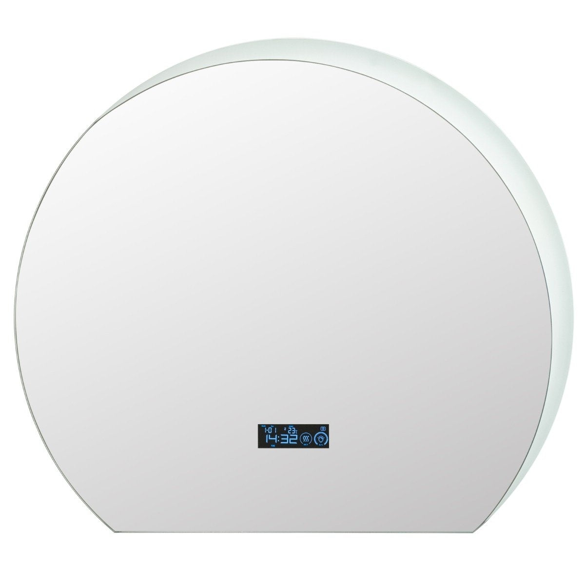 Half-round bathroom mirror with 3-color LED lights. Dimmable cosmetic mirror