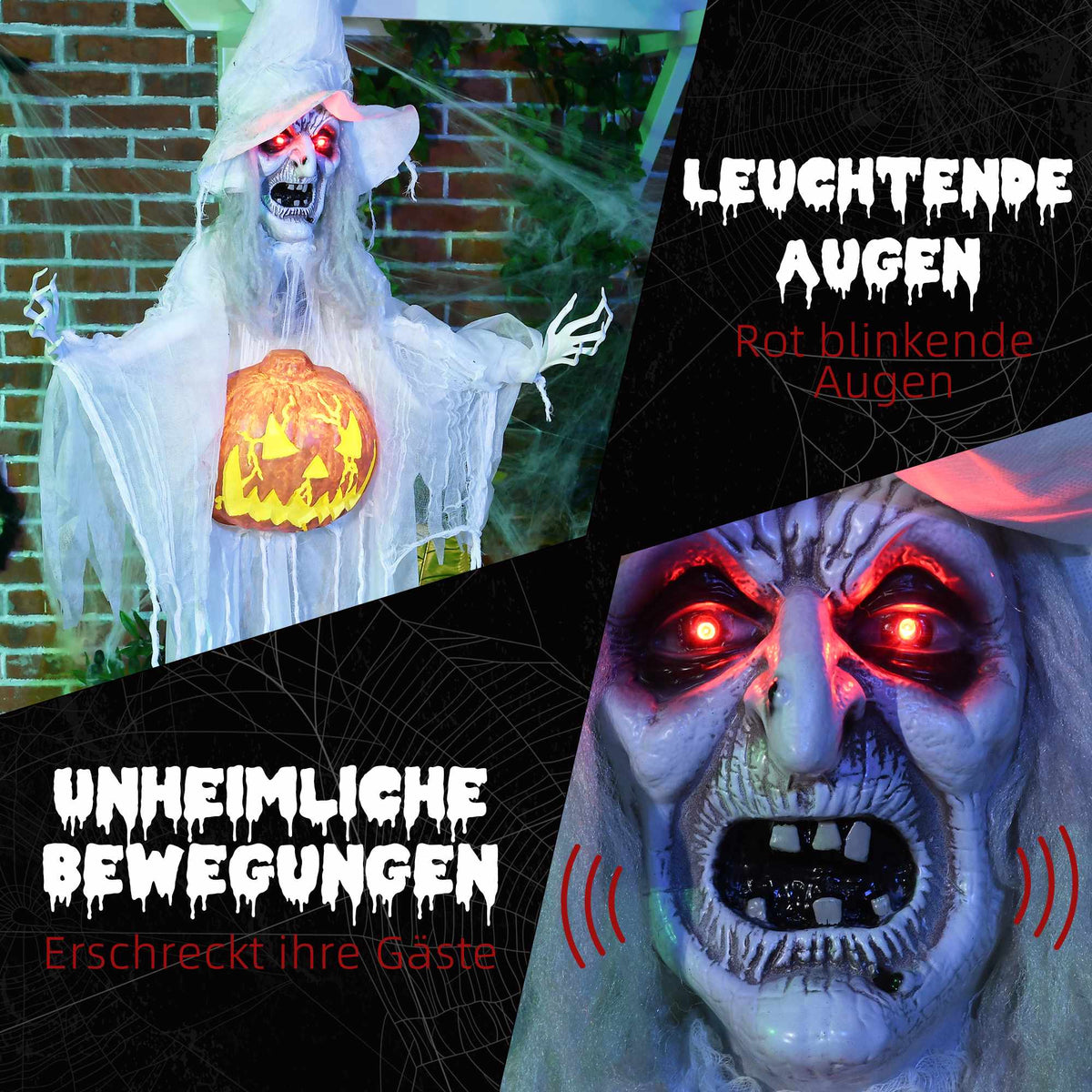 Halloween Ghost Decoration with Motion Sensor & LED Lights
