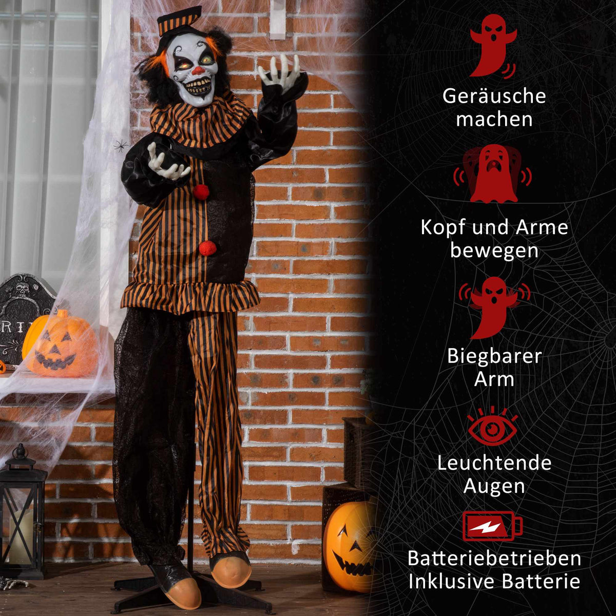 Halloween Horror Clown Decoration with Sound & Motion