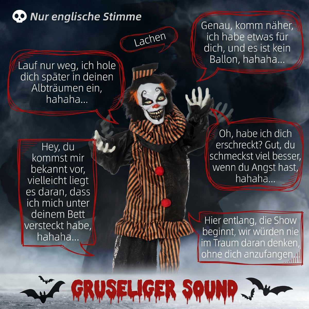 Halloween Horror Clown Decoration with Sound & Motion