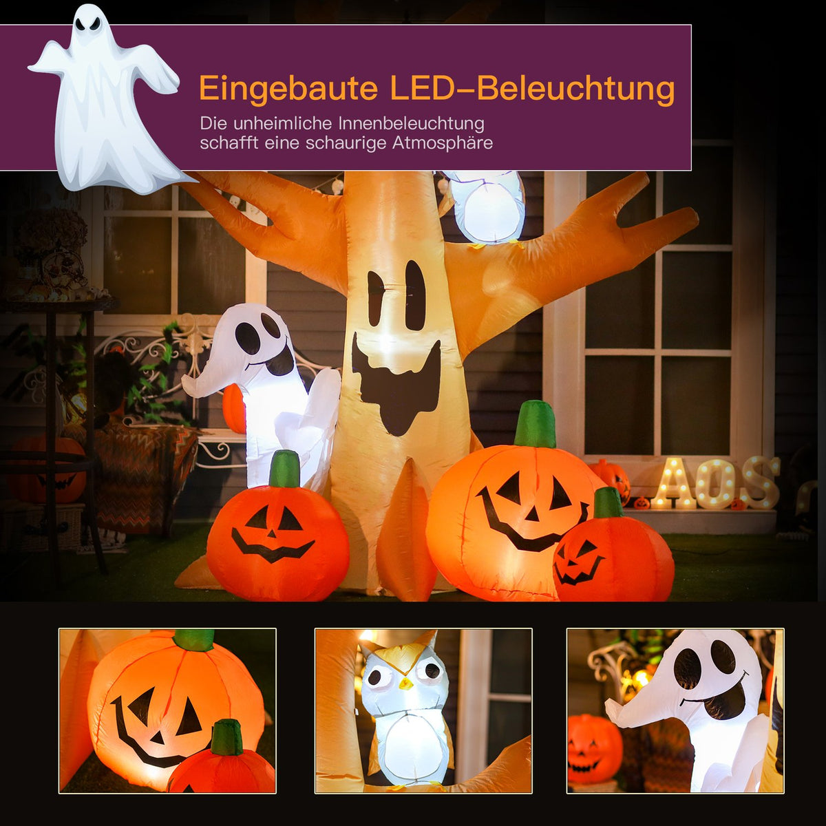 Halloween Inflatable Haunted Ghost Air Figure Light Up Decoration 120/240 cm (Inflatable Haunted Tree)